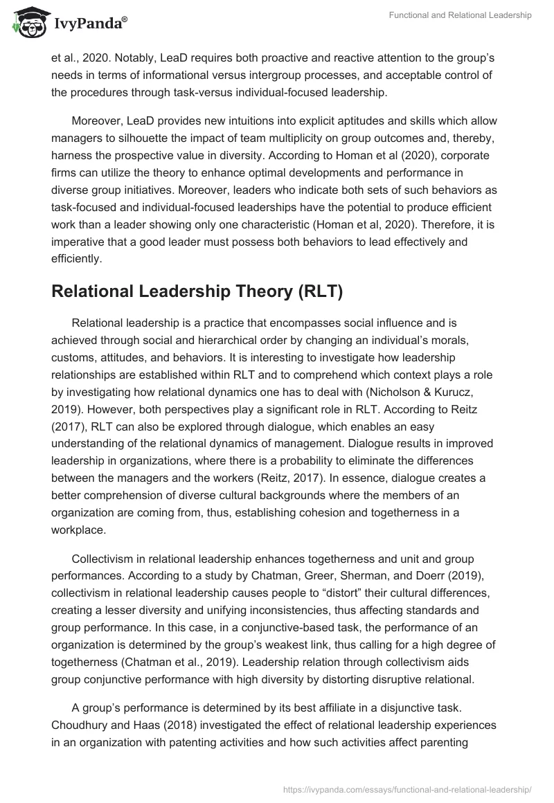 Functional and Relational Leadership. Page 3