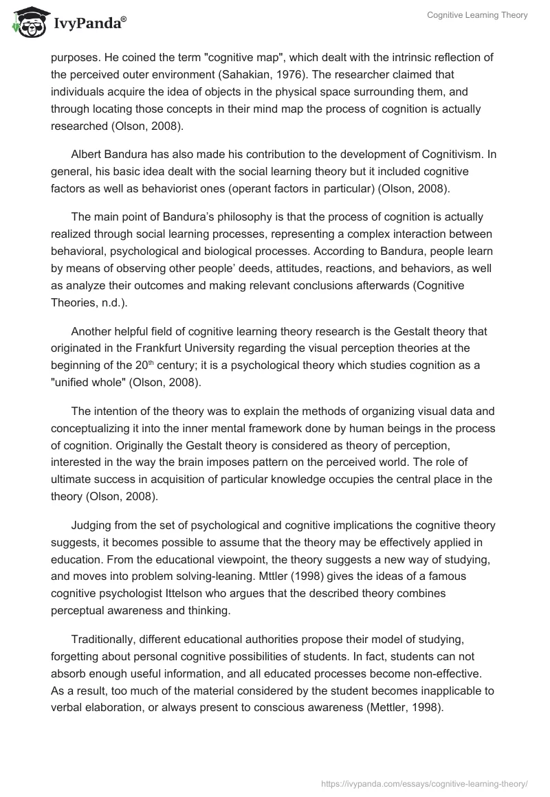 Cognitive Learning Theory. Page 2