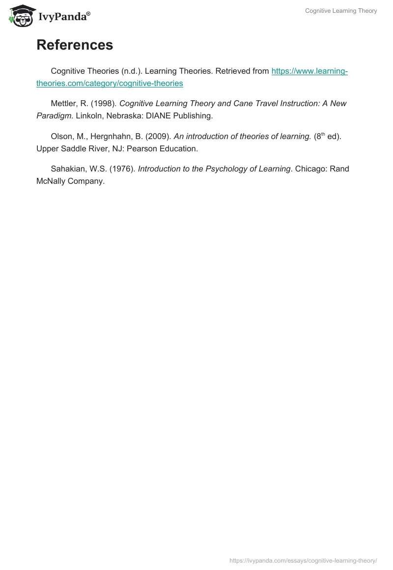 Cognitive Learning Theory. Page 4