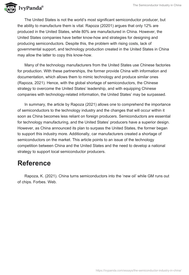 The Semiconductor Industry in China. Page 2