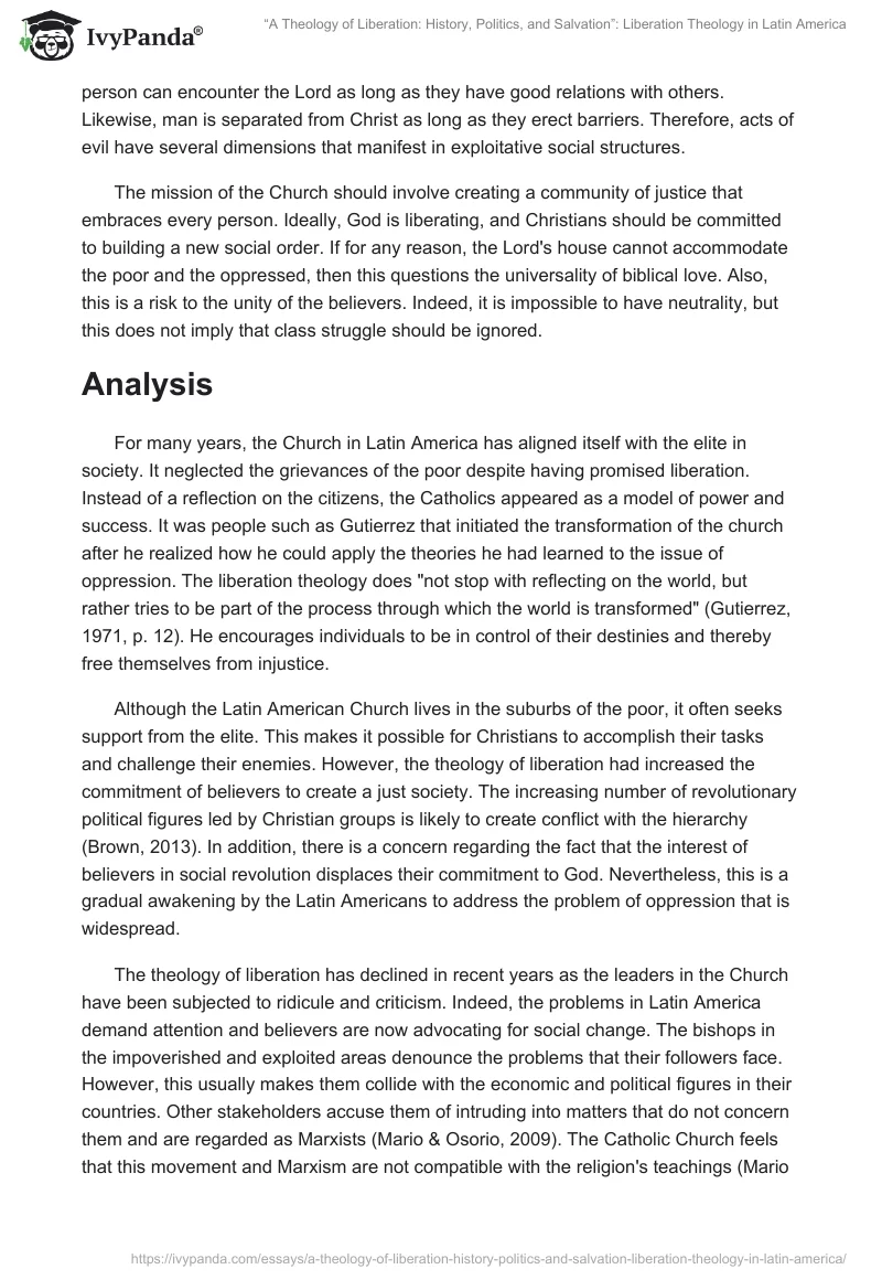 “A Theology of Liberation: History, Politics, and Salvation”: Liberation Theology in Latin America. Page 2