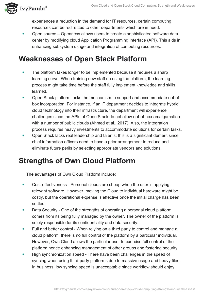 Own Cloud and Open Stack Cloud Computing: Strength and Weaknesses. Page 2