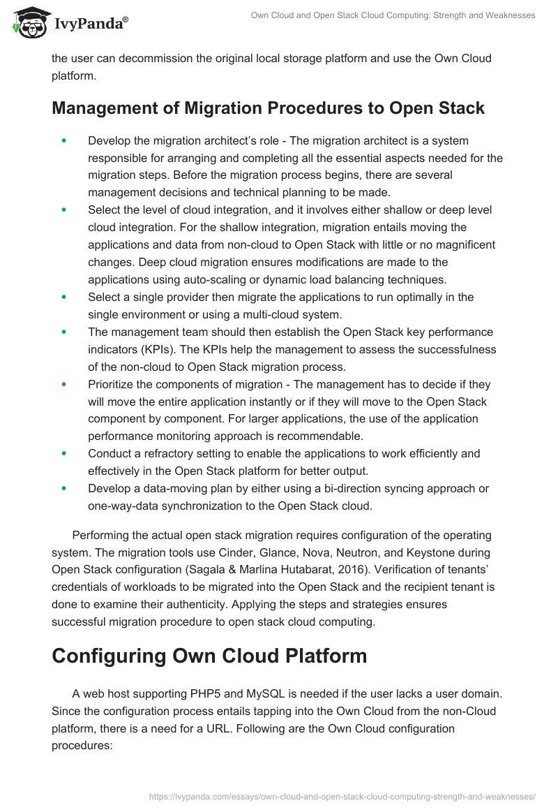 Own Cloud and Open Stack Cloud Computing: Strength and Weaknesses. Page 4