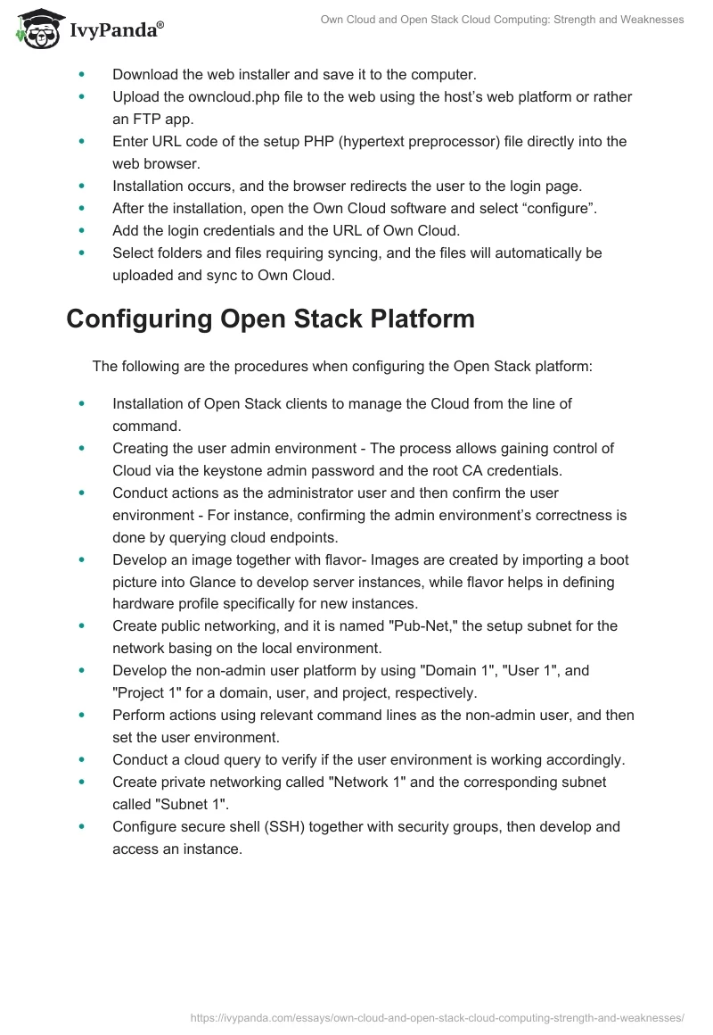 Own Cloud and Open Stack Cloud Computing: Strength and Weaknesses. Page 5