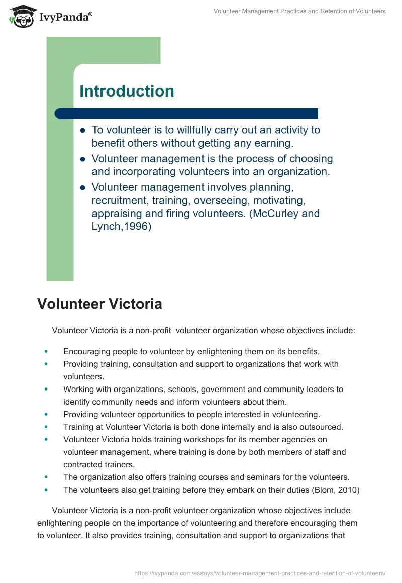 Volunteer Management Practices and Retention of Volunteers. Page 2