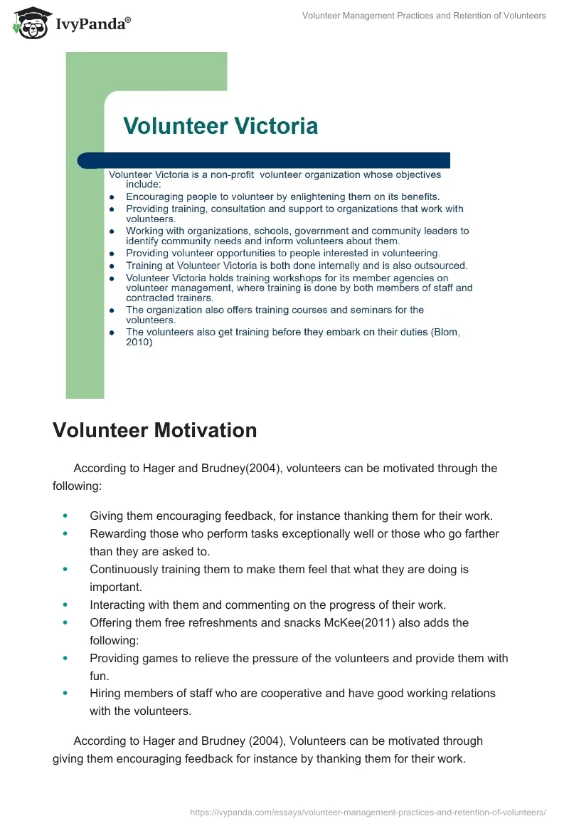 Volunteer Management Practices and Retention of Volunteers. Page 4