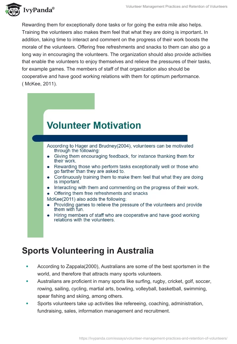Volunteer Management Practices and Retention of Volunteers. Page 5