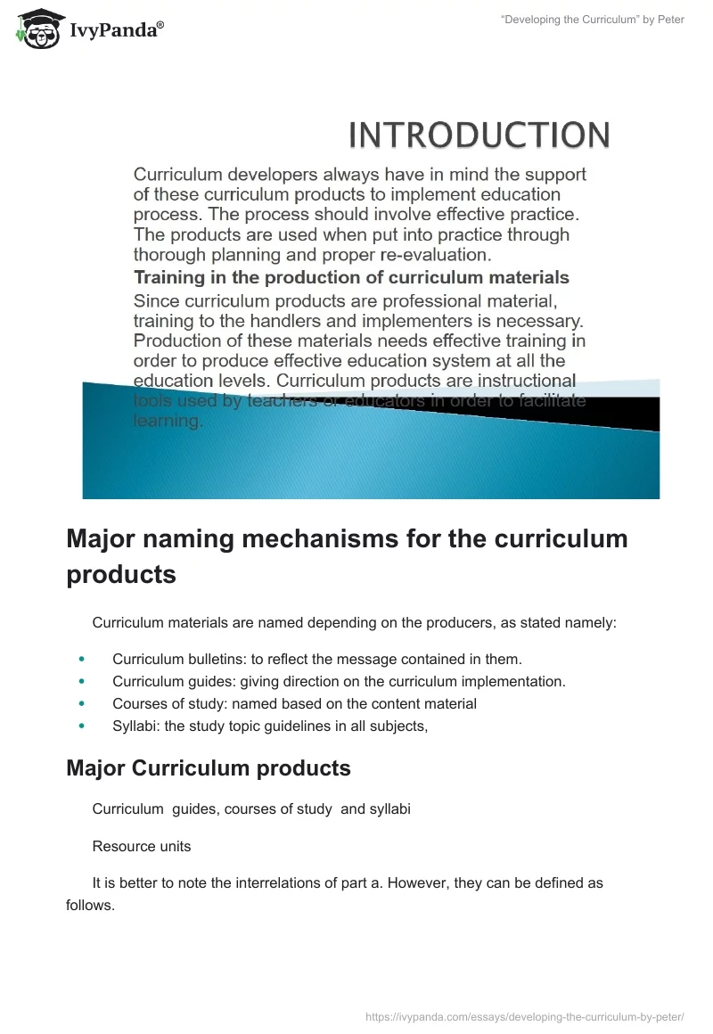 “Developing the Curriculum” by Peter. Page 2