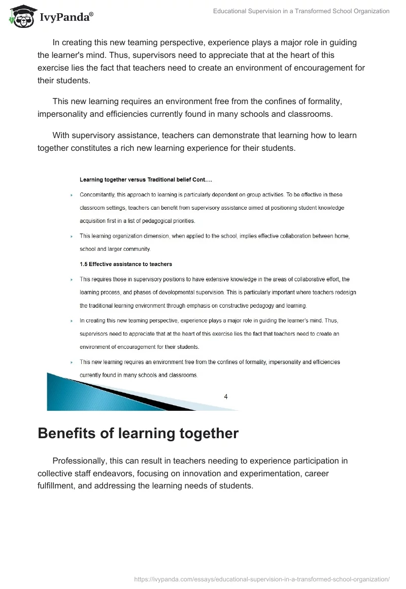 Educational Supervision in a Transformed School Organization. Page 4