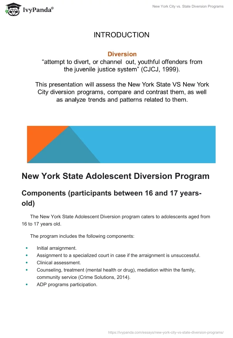 New York City vs. State Diversion Programs. Page 2
