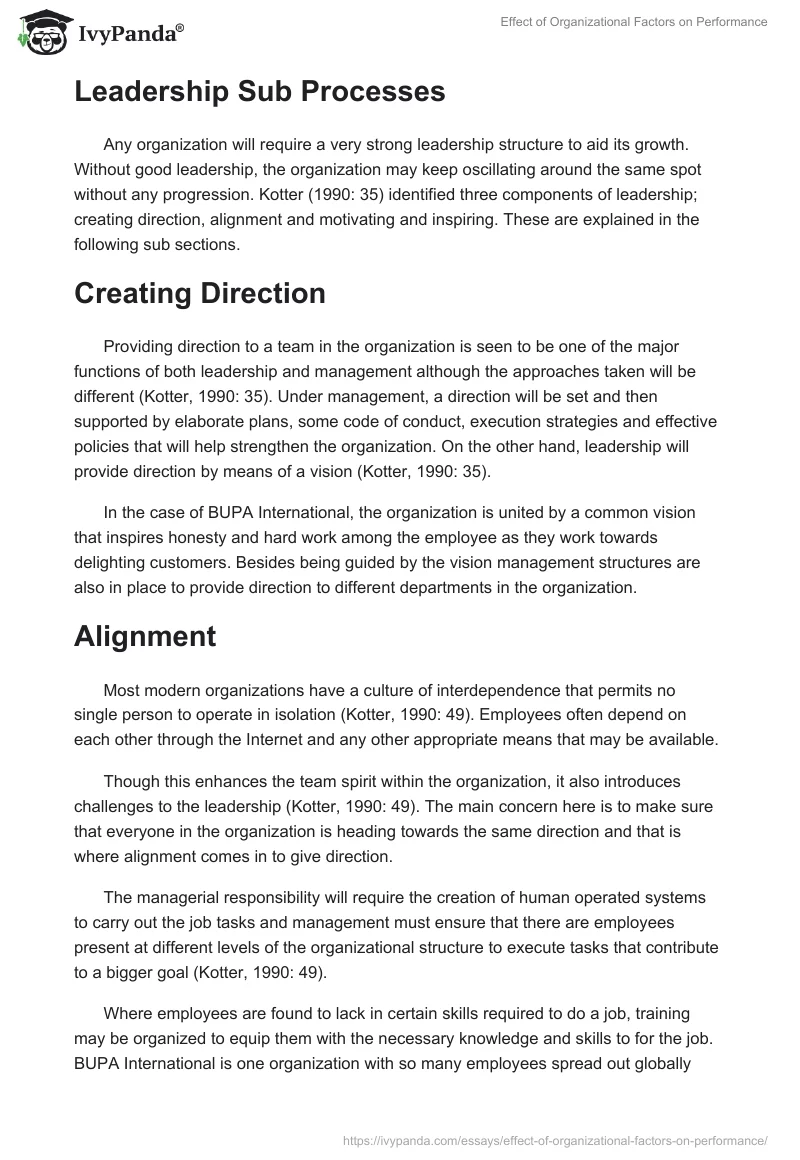 Effect of Organizational Factors on Performance. Page 3