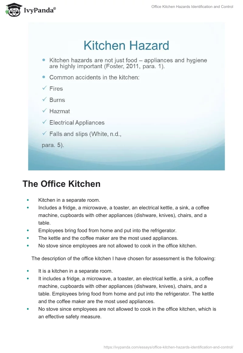 Office Kitchen Hazards Identification and Control. Page 4