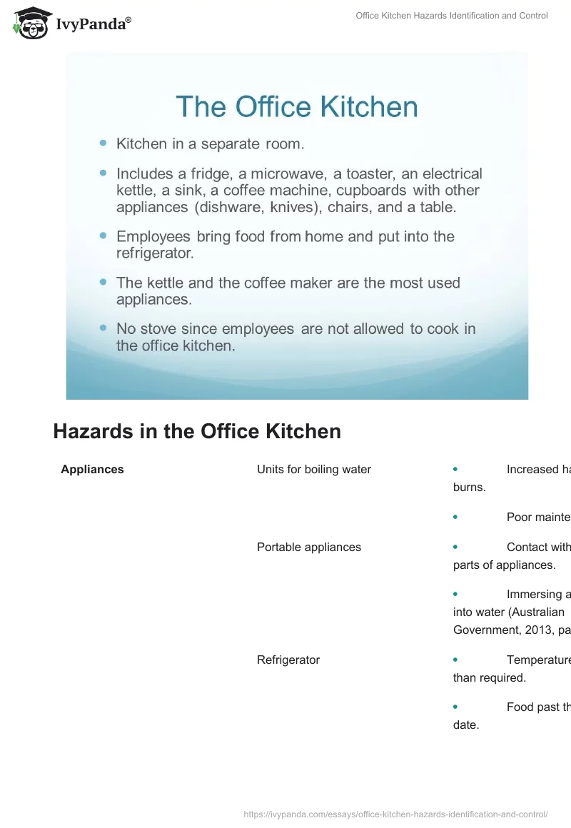 Office Kitchen Hazards Identification and Control. Page 5