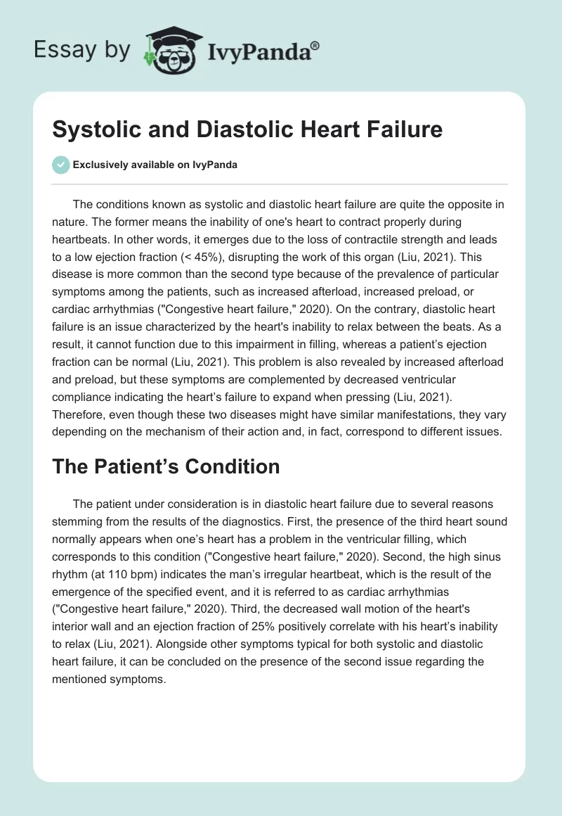 Systolic and Diastolic Heart Failure. Page 1