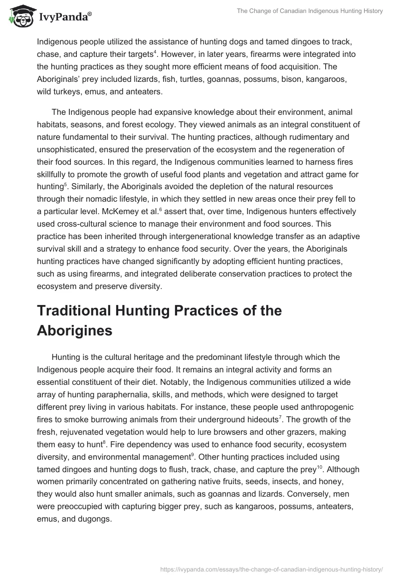 The Change of Canadian Indigenous Hunting History. Page 2