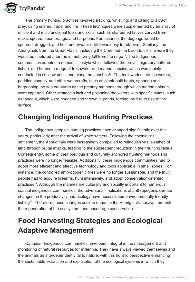The Change of Canadian Indigenous Hunting History. Page 3