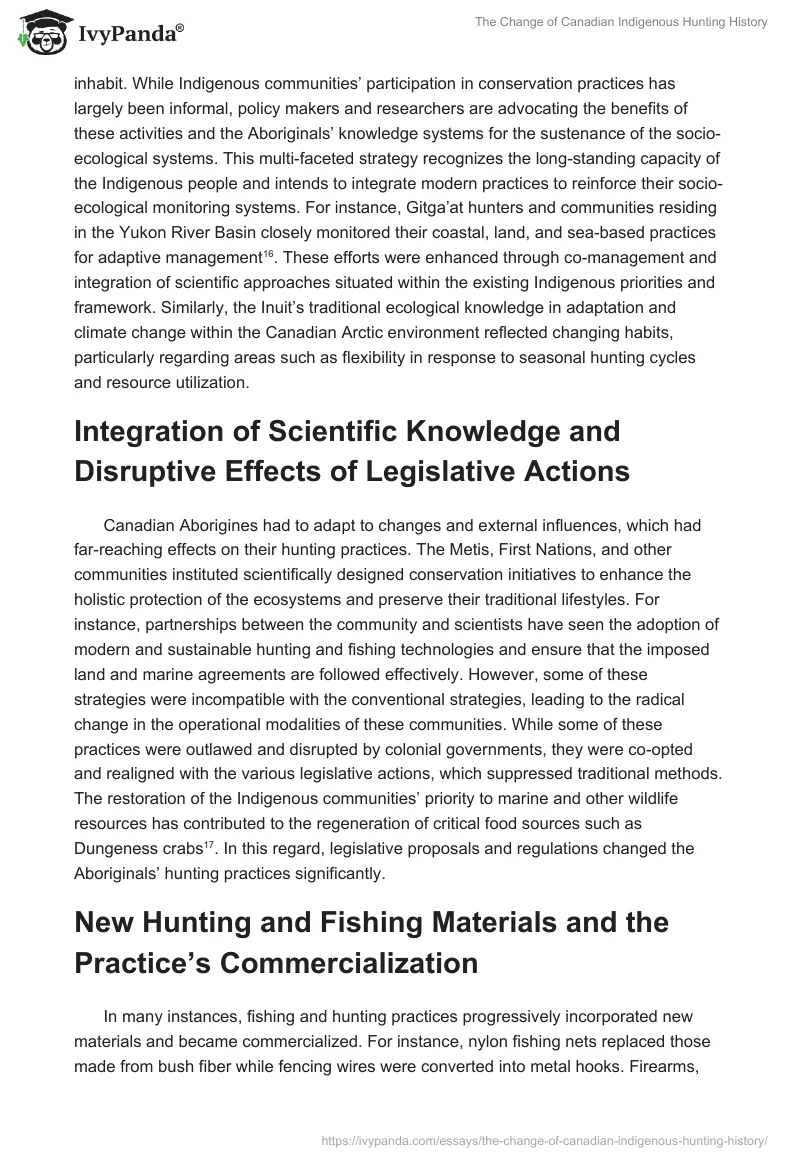 The Change of Canadian Indigenous Hunting History. Page 4