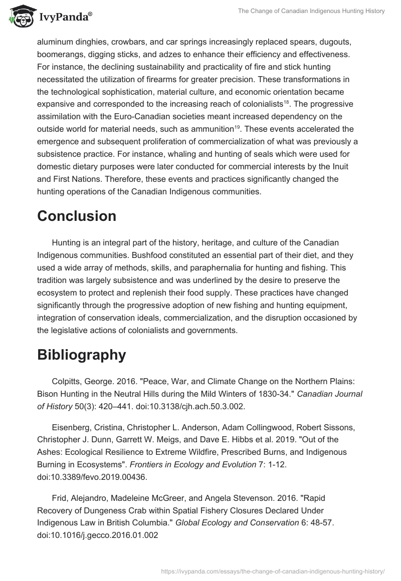 The Change of Canadian Indigenous Hunting History. Page 5