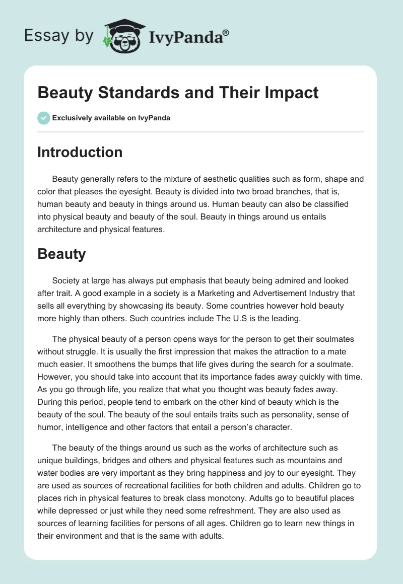 Beauty Standards and Their Impact. Page 1