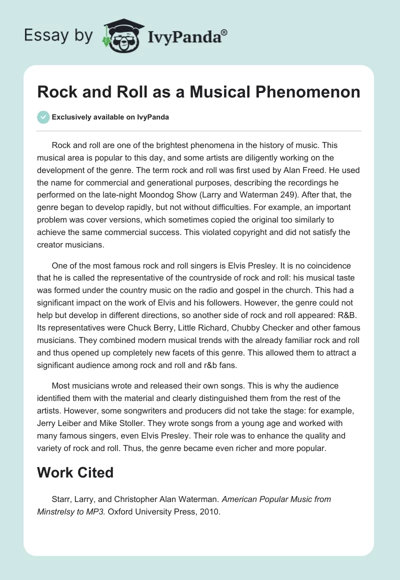 Rock and Roll as a Musical Phenomenon. Page 1