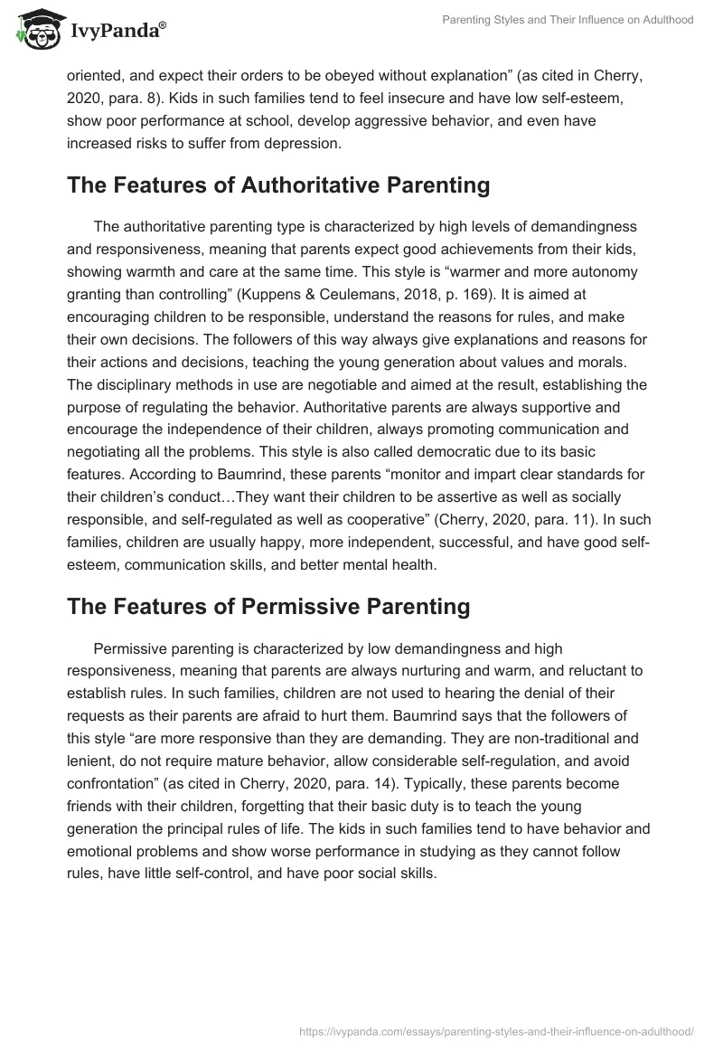 Parenting Styles and Their Influence on Adulthood. Page 2