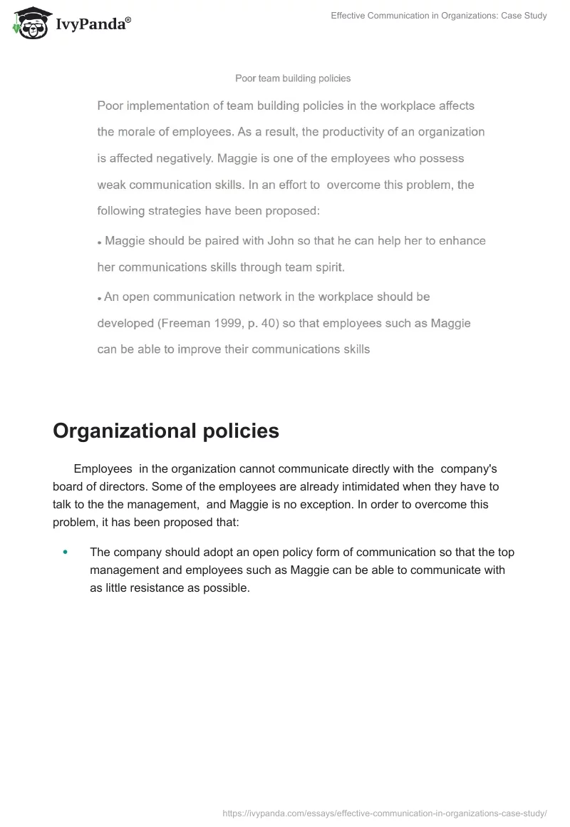 Effective Communication in Organizations: Case Study. Page 2