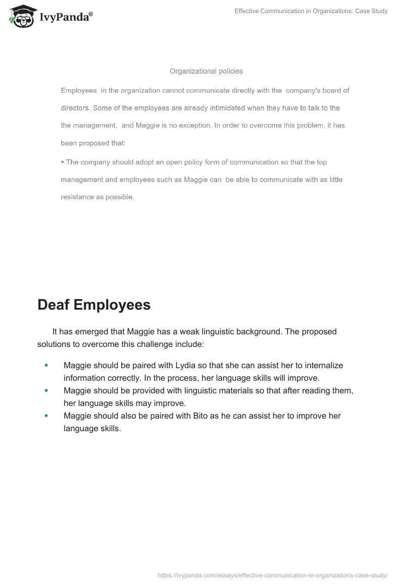 Effective Communication in Organizations: Case Study. Page 3
