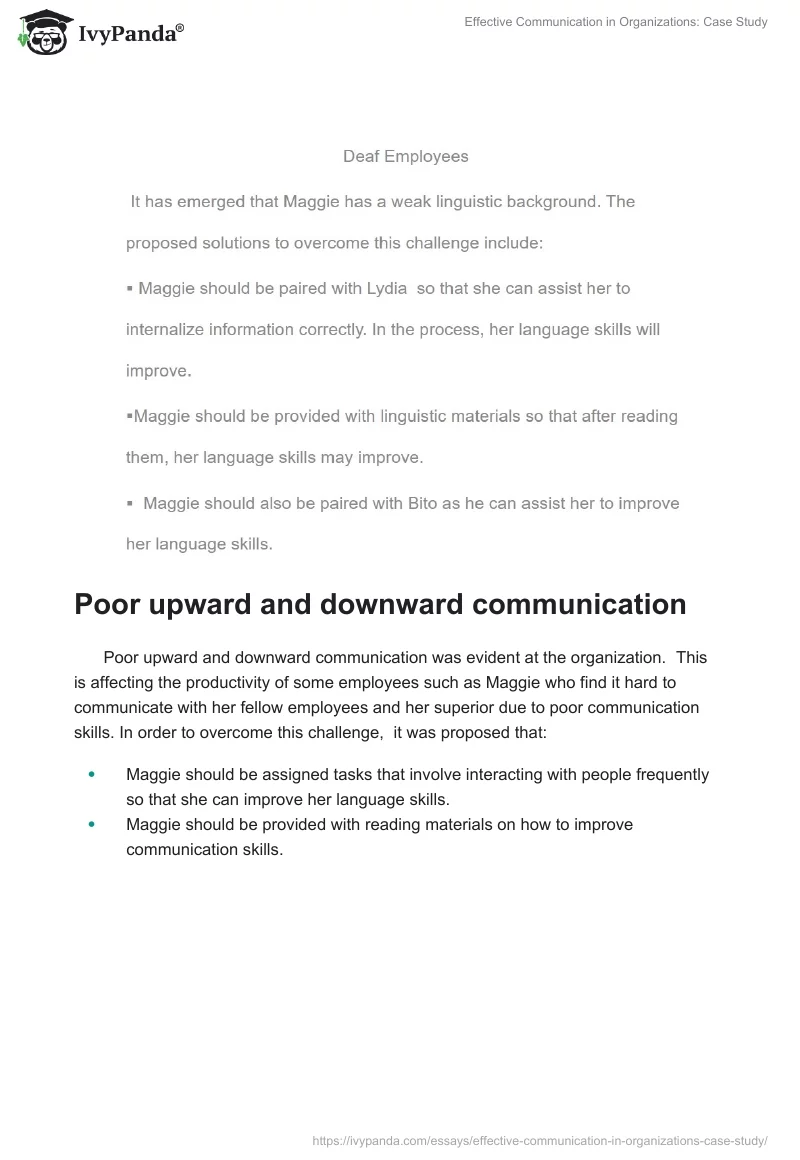 Effective Communication in Organizations: Case Study. Page 4