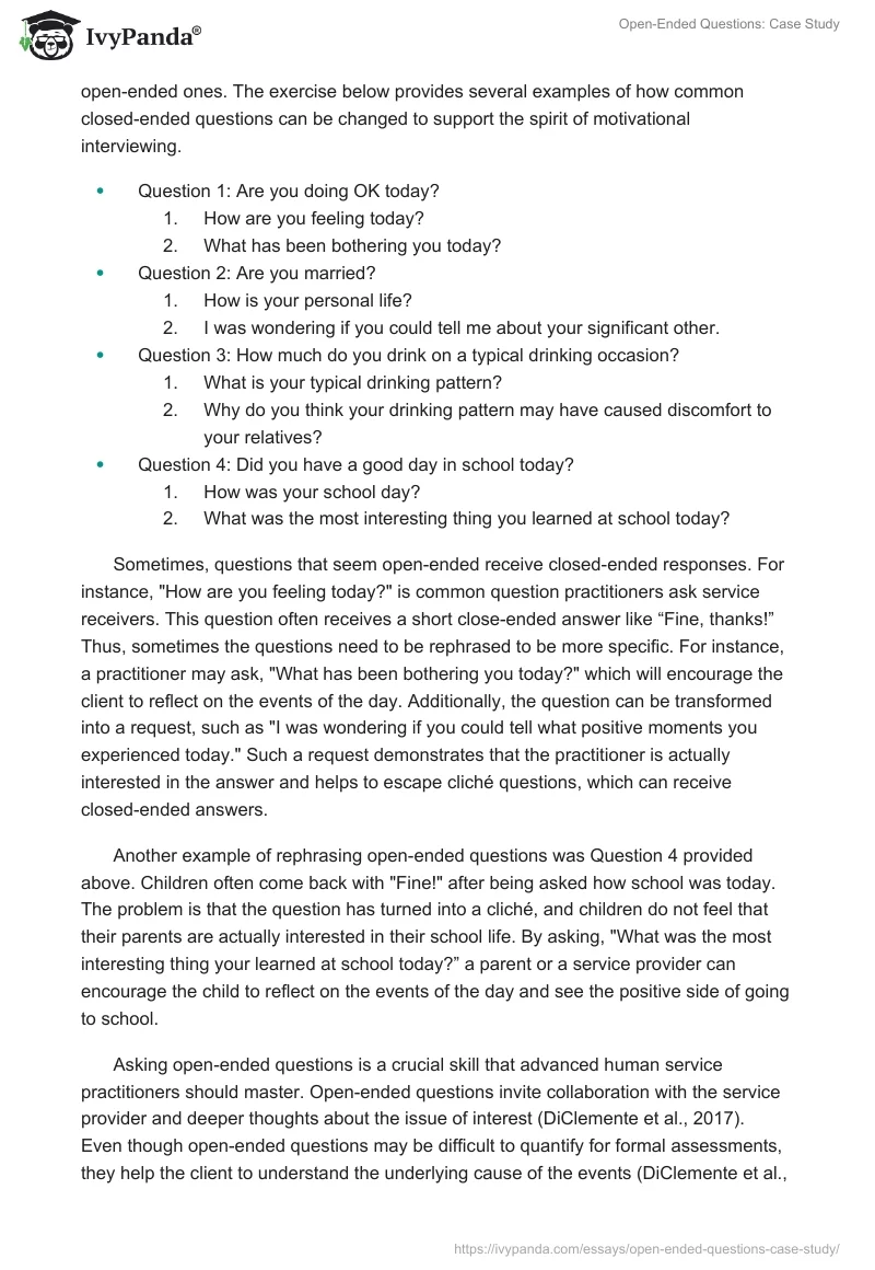 Open-Ended Questions: Case Study. Page 2
