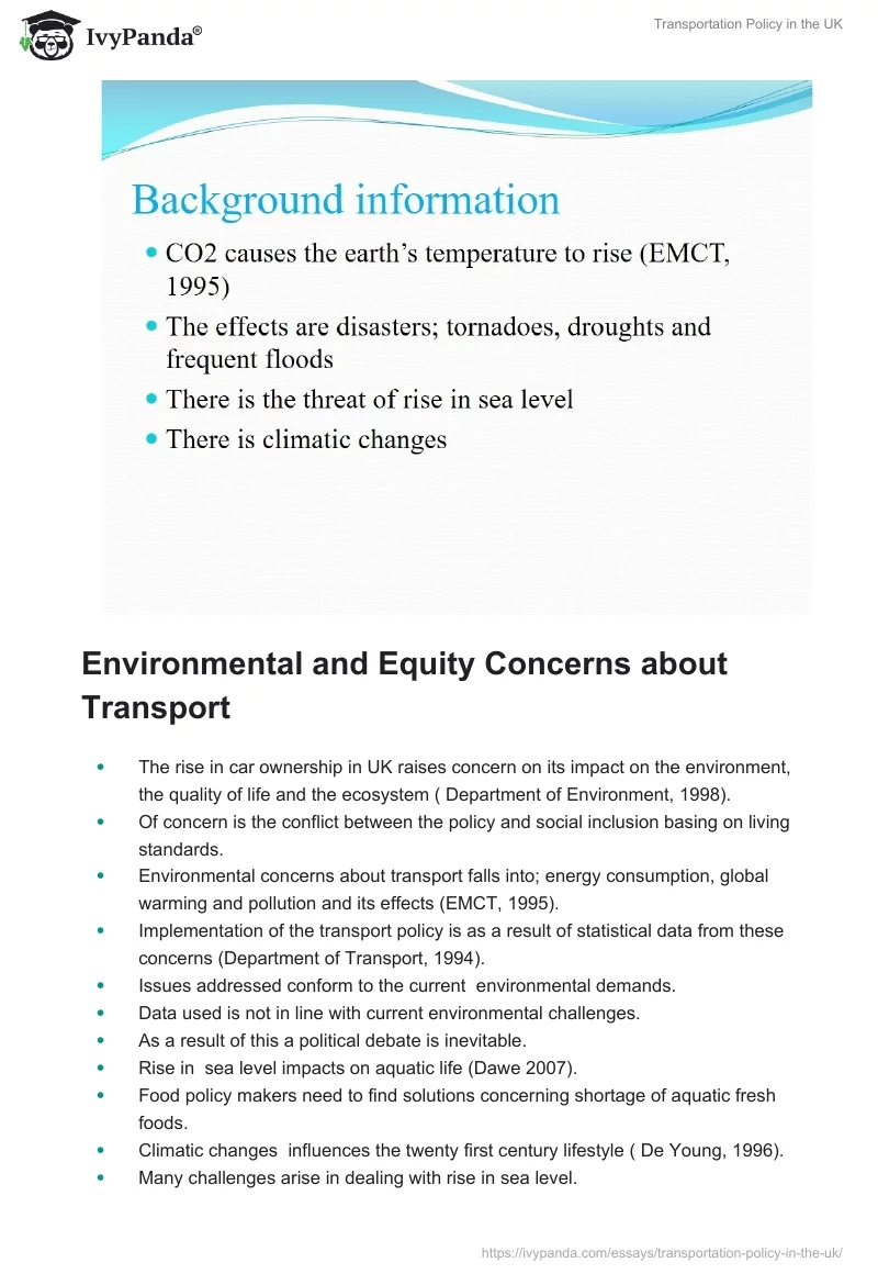 Transportation Policy in the UK. Page 3