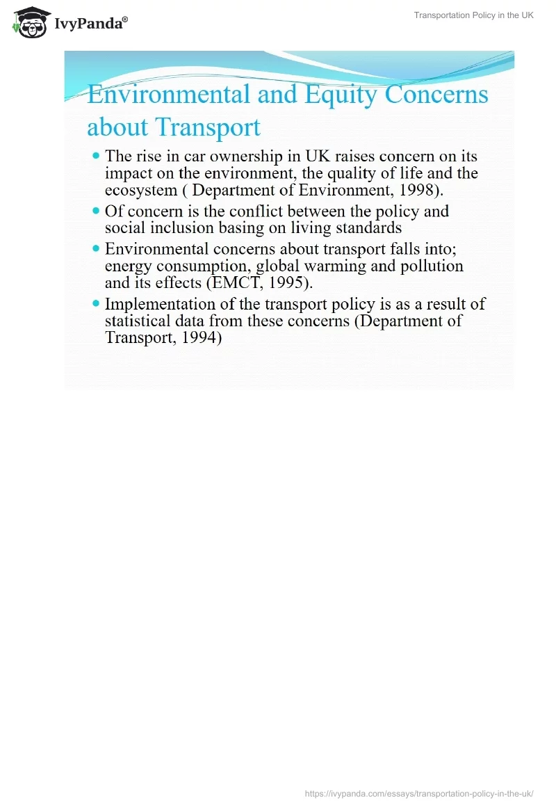 Transportation Policy in the UK. Page 5