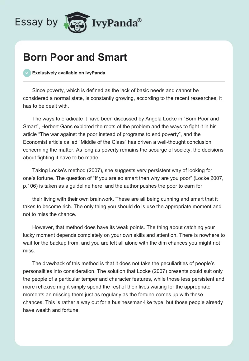 Born Poor and Smart. Page 1
