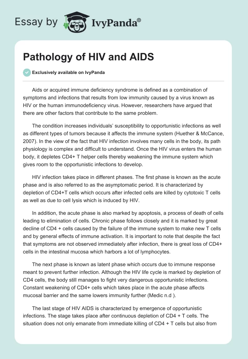 Pathology of HIV and AIDS. Page 1