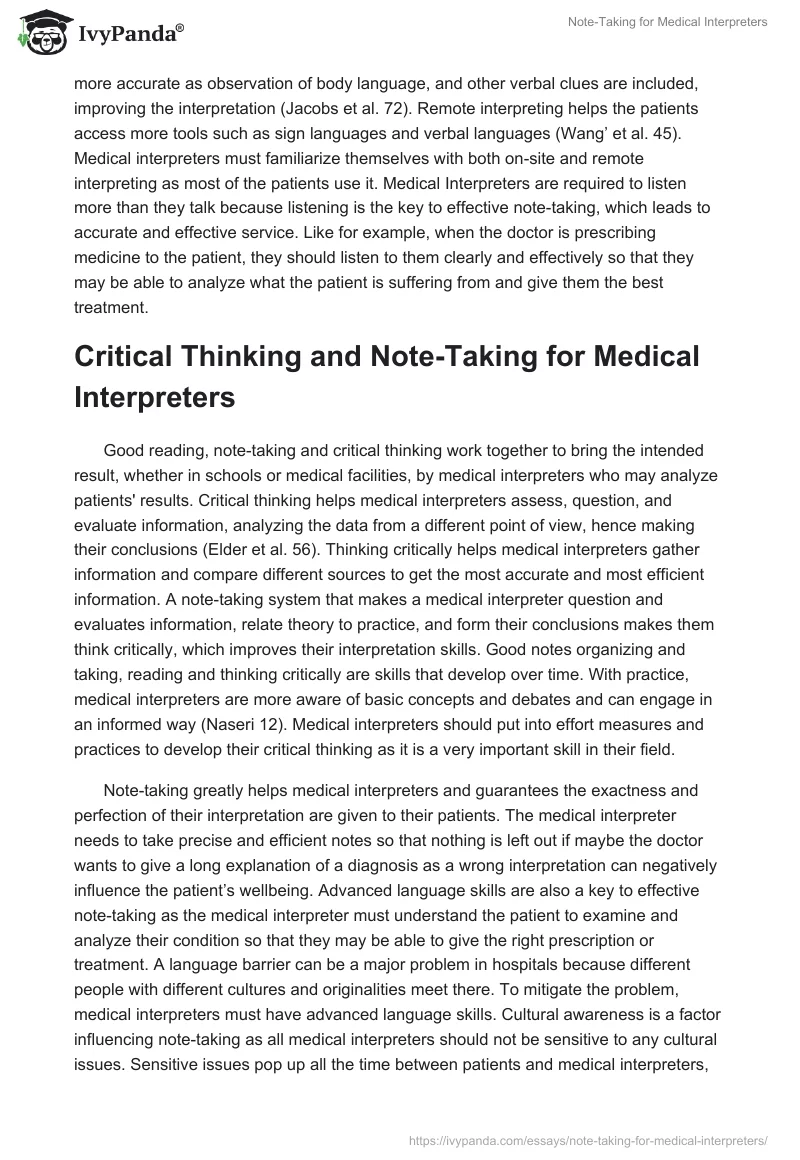 Note-Taking for Medical Interpreters. Page 3
