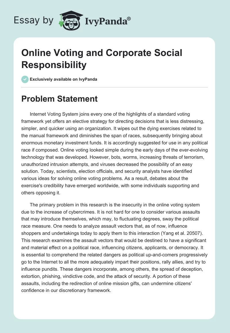 Online Voting and Corporate Social Responsibility. Page 1