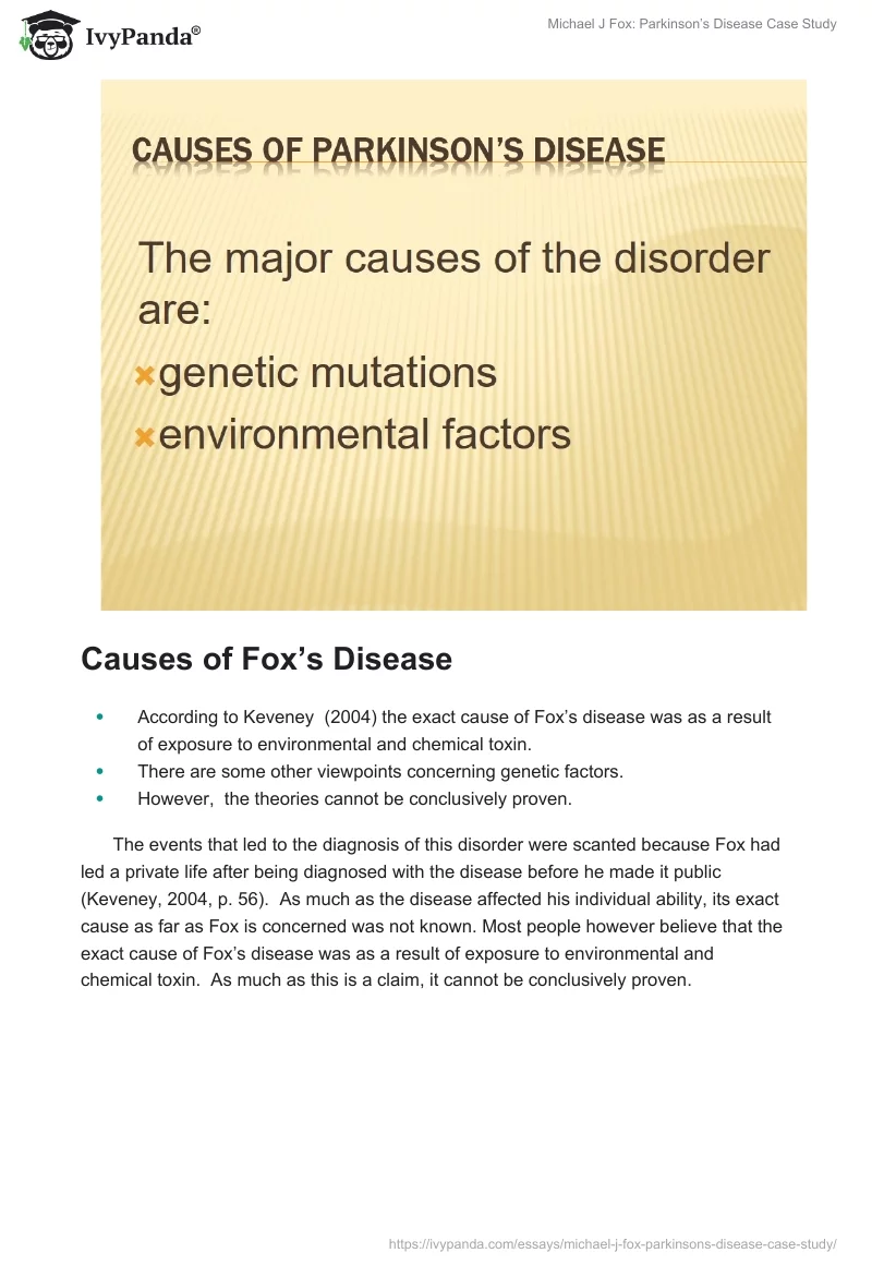 Michael J Fox: Parkinson’s Disease Case Study. Page 2