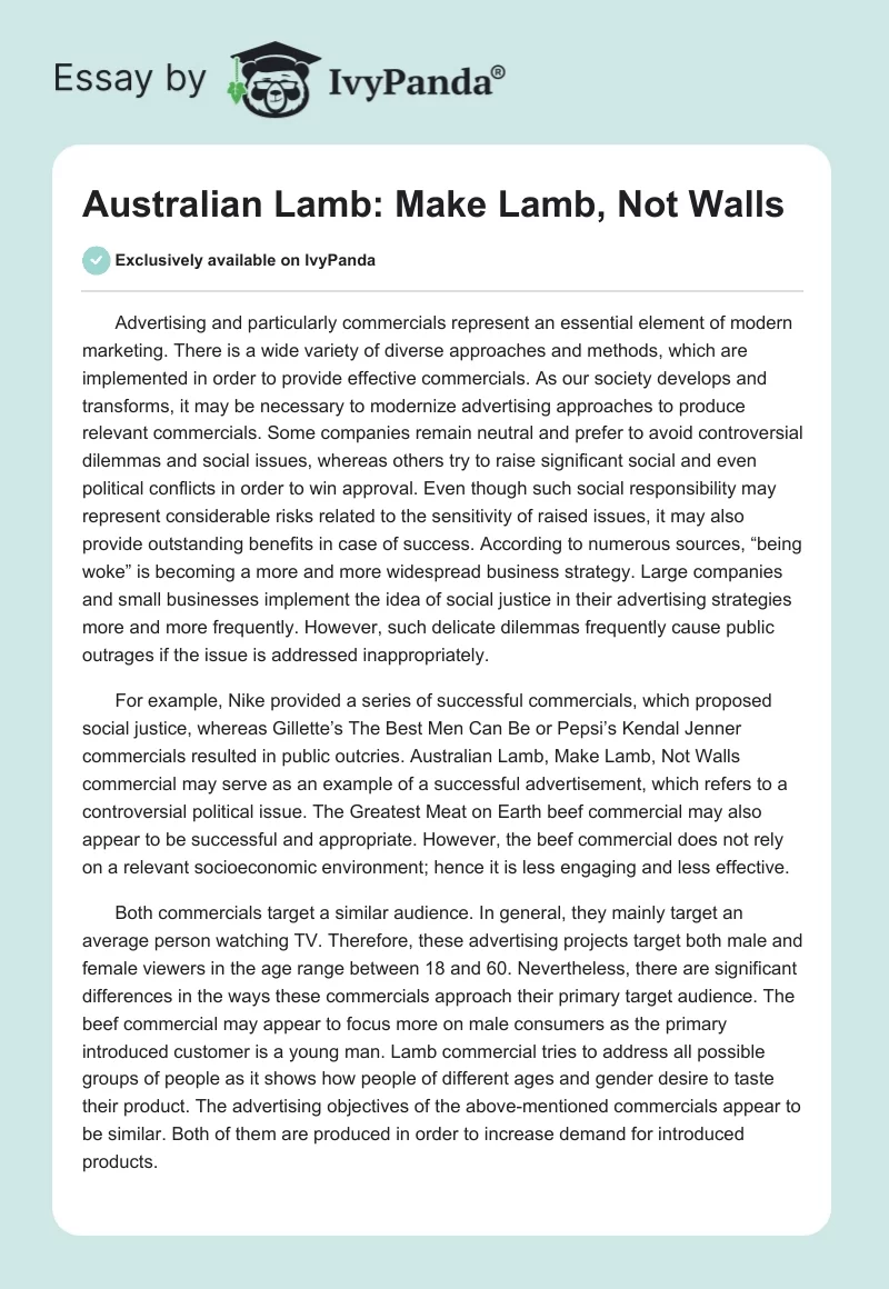 Australian Lamb: Make Lamb, Not Walls. Page 1
