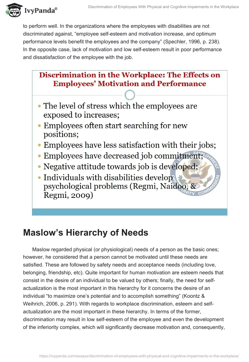 Discrimination of Employees With Physical and Cognitive Impairments in the Workplace. Page 3