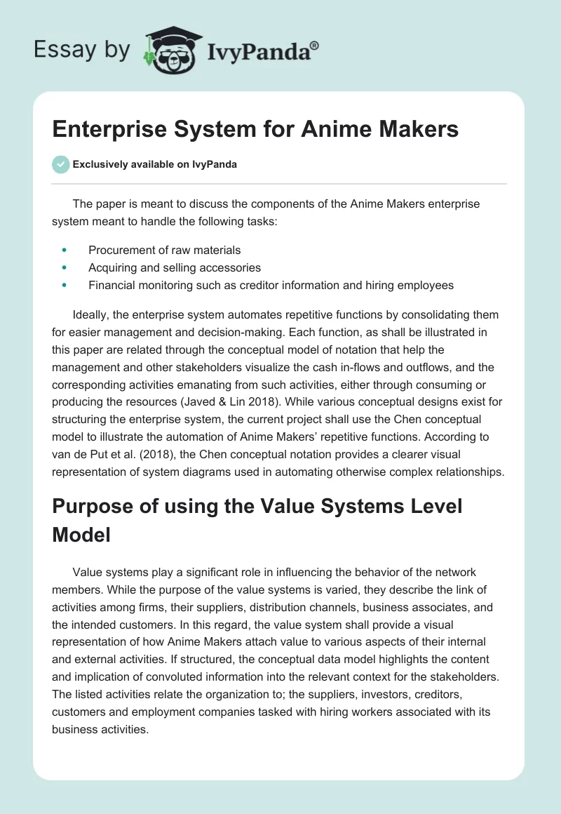 Enterprise System for Anime Makers. Page 1