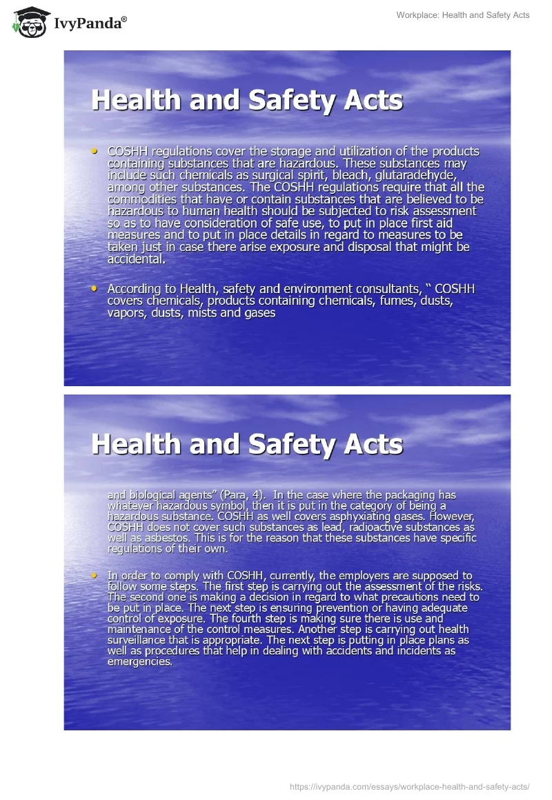 Workplace: Health and Safety Acts. Page 4