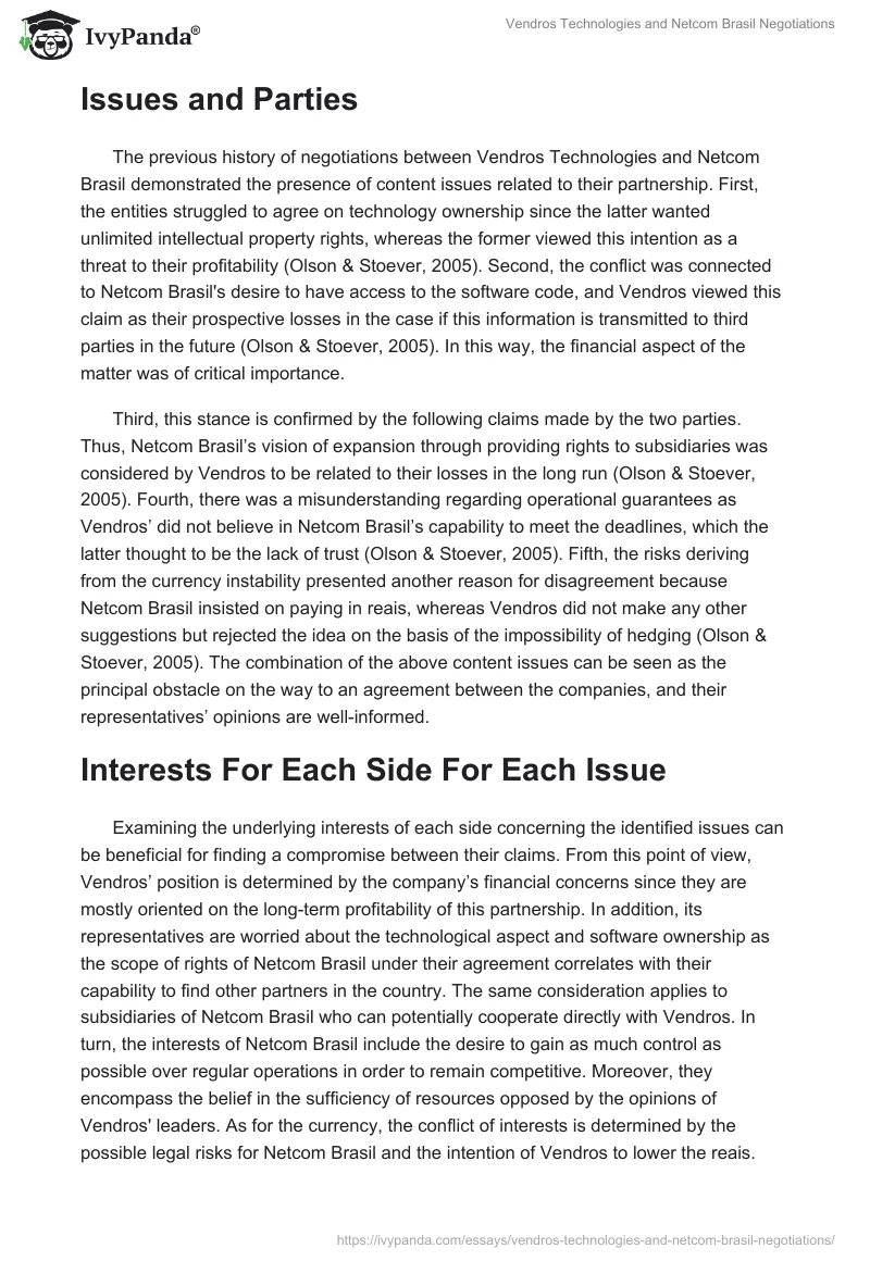 Vendros Technologies and Netcom Brasil Negotiations. Page 2