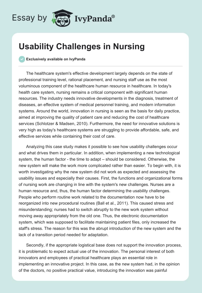 Usability Challenges in Nursing. Page 1