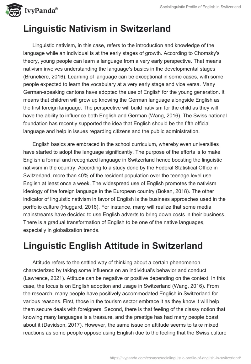 Sociolinguistic Profile of English in Switzerland. Page 4