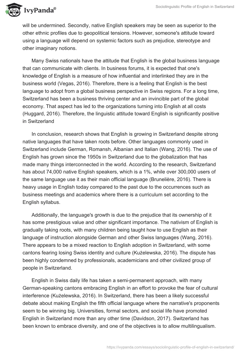 Sociolinguistic Profile of English in Switzerland. Page 5