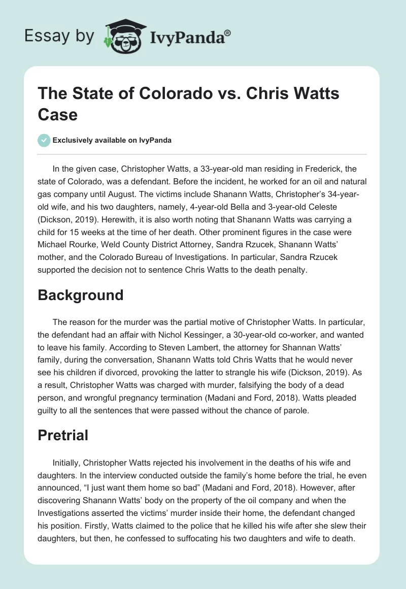 The State of Colorado vs. Chris Watts Case. Page 1