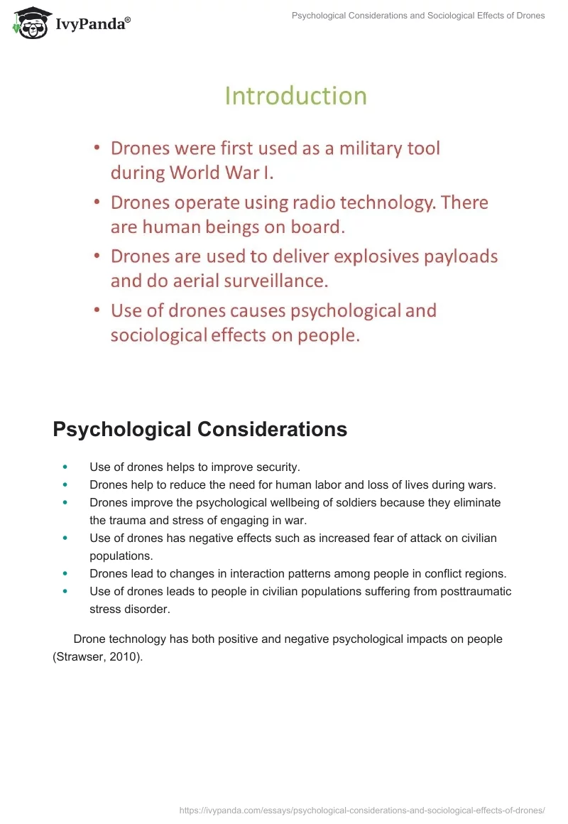 Psychological Considerations and Sociological Effects of Drones. Page 2
