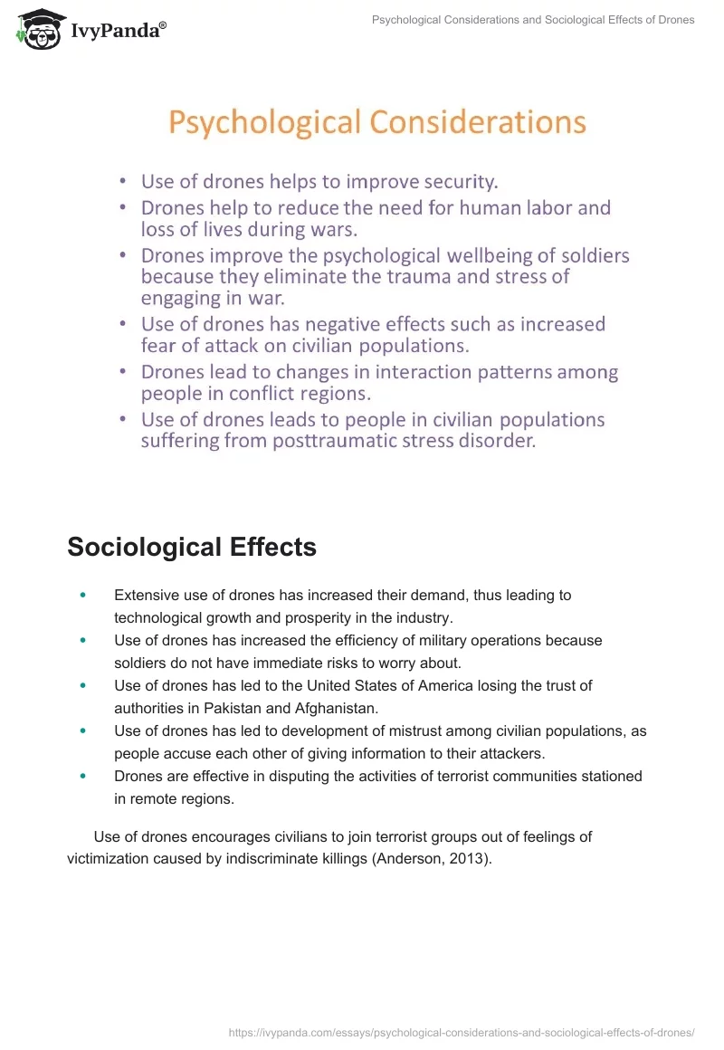 Psychological Considerations and Sociological Effects of Drones. Page 3