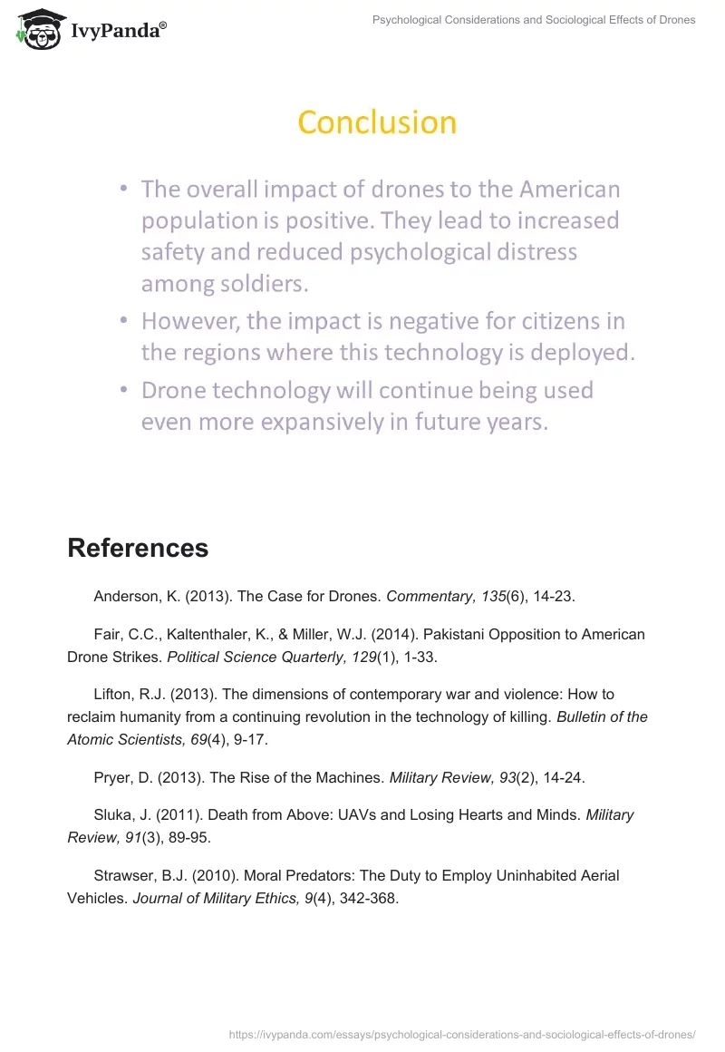 Psychological Considerations and Sociological Effects of Drones. Page 5
