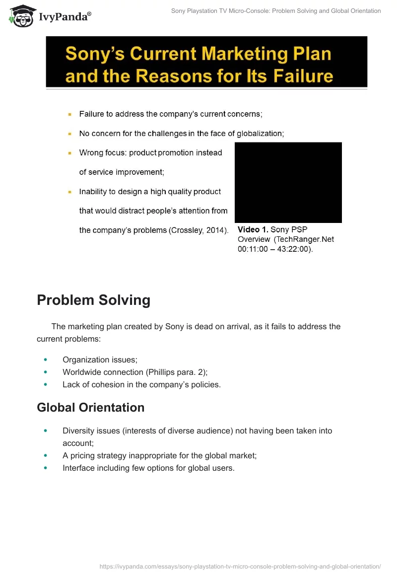 Sony Playstation TV Micro-Console: Problem Solving and Global Orientation. Page 2