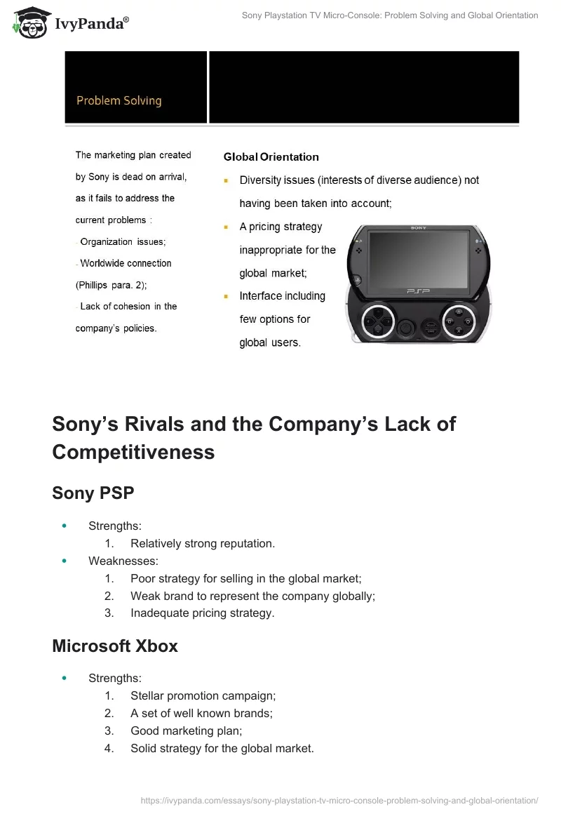 Sony Playstation TV Micro-Console: Problem Solving and Global Orientation. Page 3